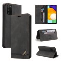 For Samsung Galaxy A03s Skin Feel Anti-theft Brush Horizontal Flip Leather Case with Holder(Black)