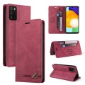 For Samsung Galaxy A03s Skin Feel Anti-theft Brush Horizontal Flip Leather Case with Holder(Wine Red