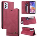For Samsung Galaxy A23 Skin Feel Anti-theft Brush Horizontal Flip Leather Case with Holder(Wine Red)