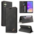 For Samsung Galaxy A05 Skin Feel Anti-theft Brush Horizontal Flip Leather Case with Holder(Black)