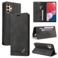 For Samsung Galaxy A13 4G Skin Feel Anti-theft Brush Horizontal Flip Leather Case with Holder(Black)