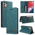 For Samsung Galaxy A13 4G Skin Feel Anti-theft Brush Horizontal Flip Leather Case with Holder(Blue)