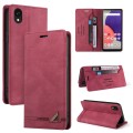 For Samsung Galaxy A22 5G JP Version Skin Feel Anti-theft Brush Horizontal Flip Leather Case with Ho