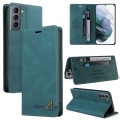 For Samsung Galaxy S21+ 5G Skin Feel Anti-theft Brush Horizontal Flip Leather Case with Holder(Blue)