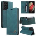 For Samsung Galaxy S21 Ultra 5G Skin Feel Anti-theft Brush Horizontal Flip Leather Case with Holder(