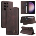 For Samsung Galaxy S24 Ultra 5G Skin Feel Anti-theft Brush Horizontal Flip Leather Case with Holder(