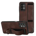 For Samsung Galaxy A33 5G Wristband Holder Leather Back Phone Case(Coffee)
