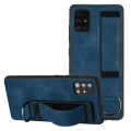 For Samsung Galaxy A41 Wristband Holder Leather Back Phone Case(Royal Blue)