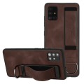 For Samsung Galaxy A71 Wristband Holder Leather Back Phone Case(Coffee)