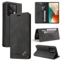 For Xiaomi Redmi Note 13 5G Skin Feel Anti-theft Brush Horizontal Flip Leather Case with Holder(Blac