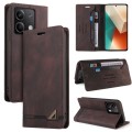 For Xiaomi Redmi Note 13 5G Skin Feel Anti-theft Brush Horizontal Flip Leather Case with Holder(Brow