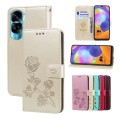 For Honor 90 Lite Rose Embossed Flip PU Leather Phone Case(Gold)