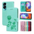 For Honor 90 Lite Rose Embossed Flip PU Leather Phone Case(Green)