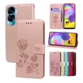 For Honor 90 Lite Rose Embossed Flip PU Leather Phone Case(Rose Gold)