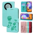 For Honor X9a / Magic 5 Lite Rose Embossed Flip PU Leather Phone Case(Green)