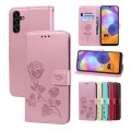 For Samsung Galaxy A04 / A04s Rose Embossed Flip PU Leather Phone Case(Rose Gold)