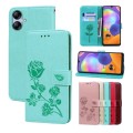 For Samsung Galaxy A04E Rose Embossed Flip PU Leather Phone Case(Green)