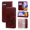 For Samsung Galaxy A05 Rose Embossed Flip PU Leather Phone Case(Brown)