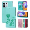 For Xiaomi Redmi Note 13 4G Rose Embossed Flip PU Leather Phone Case(Green)