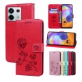 For Xiaomi Redmi Note 13 4G Rose Embossed Flip PU Leather Phone Case(Red)