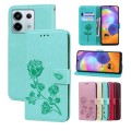 For Xiaomi Redmi Note 13 5G Rose Embossed Flip PU Leather Phone Case(Green)