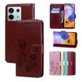 For Xiaomi Redmi Note 13 Pro 5G / Poco X6 Rose Embossed Flip PU Leather Phone Case(Brown)