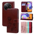 For Xiaomi Redmi A3 Rose Embossed Flip PU Leather Phone Case(Brown)