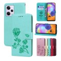For Xiaomi Redmi Note 12 4G Global Rose Embossed Flip PU Leather Phone Case(Green)