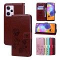 For Xiaomi Redmi Note 12 4G Global Rose Embossed Flip PU Leather Phone Case(Brown)