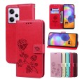 For Xiaomi Redmi Note 12 4G Global Rose Embossed Flip PU Leather Phone Case(Red)