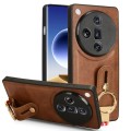 For OPPO Find X7 Ultra Wristband Leather Back Phone Case(Brown)