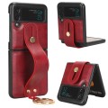 For Samsung Galaxy Z Flip3 5G Wristband Leather Back Phone Case(Red)