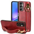 For Samsung Galaxy A05s 4G Wristband Leather Back Phone Case(Red)