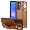 For Samsung Galaxy A05s 4G Wristband Leather Back Phone Case(Brown)