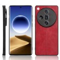 For OPPO Find X7 Cow Pattern Sewing Back Cover Phone Case(Red)