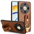 For Honor X9b/Magic6 Lite 5G Wristband Leather Back Phone Case(Brown)