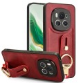For Honor Magic6 Wristband Leather Back Phone Case(Red)