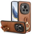 For Honor Magic6 Pro Wristband Leather Back Phone Case(Brown)