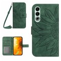 For OnePlus Nord CE4 Skin Feel Sun Flower Embossed Leather Phone Case with Lanyard(Green)