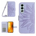For OnePlus Nord CE4 Skin Feel Sun Flower Embossed Leather Phone Case with Lanyard(Purple)