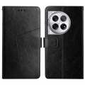 For OnePlus 12 5G Global Y-shaped Pattern Flip Leather Phone Case(Black)