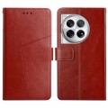 For OnePlus 12 5G Global Y-shaped Pattern Flip Leather Phone Case(Brown)