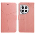 For OnePlus 12 5G Global Y-shaped Pattern Flip Leather Phone Case(Pink)