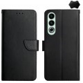 For OnePlus Nord CE4 Genuine Leather Fingerprint-proof Flip Phone Case(Black)