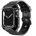 For Apple Watch 9 41mm PC Rugged Case Integrated TPU Watch Band(Black)