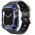 For Apple Watch 9 41mm PC Rugged Case Integrated TPU Watch Band(Blue)