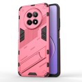For Realme 12 5G Global Punk Armor 2 in 1 PC + TPU Phone Case with Holder(Light Red)