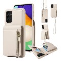 For Samsung Galaxy A13 4G / 5G Crossbody Lanyard Zipper Wallet Leather Phone Case(Beige)