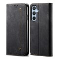 For Samsung Galaxy A05s Denim Texture Casual Style Horizontal Flip Leather Case(Black)