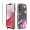 For Samsung Galaxy A14 5G / 4G Transparent Painted Phone Case(Pink Flower)
